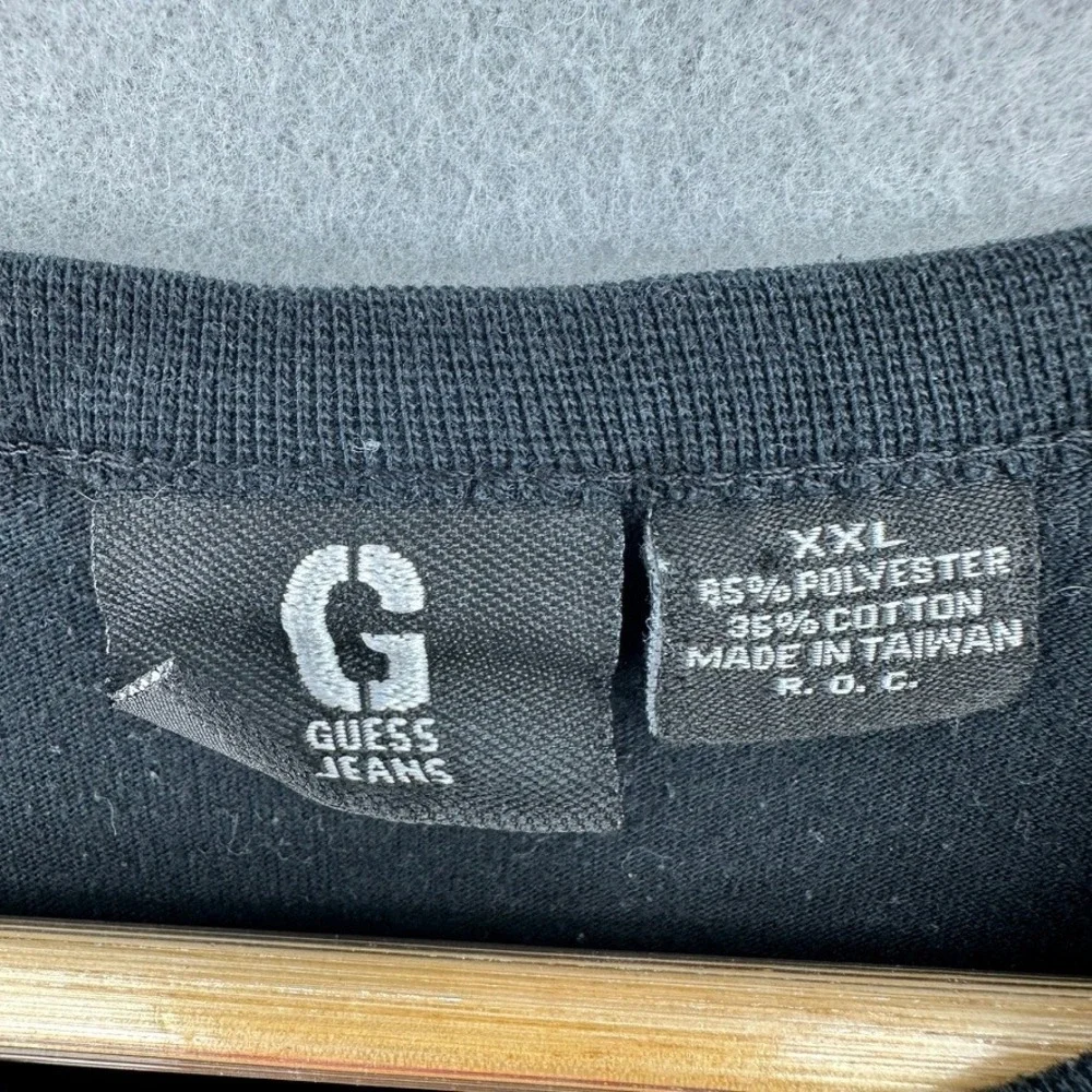 VTG Guess Jeans XXL Shirt Green Black Dragon Kanji Triangle Logo Cyber 1990s 90s - Picture 4 of 8